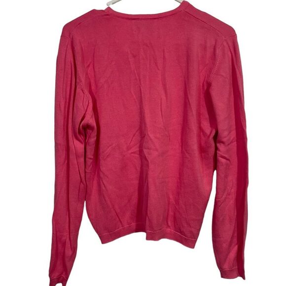 Lilly Pulitzer Pink Button Up Cotton V-Neck Sweater - Picture 2 of 4
